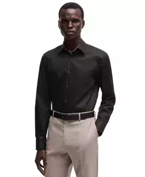 Мужская рубашка из поплина облегающего кроя, легко поддающаяся глажке Hugo Boss, черный