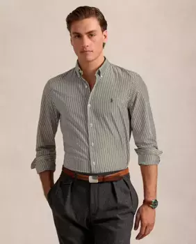 Мужская рубашка из поплина приталенного кроя Polo Ralph Lauren, цвет Verde Oliva