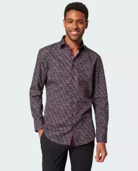 Мужская рубашка из поплина с принтом Pierre Cardin, темно-синий