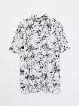 Мужская рубашка из поплина стандартного кроя с короткими рукавами LCW Casual, белый печатный