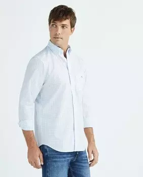 Мужская рубашка из поплина в клетку Gant, светло-синий