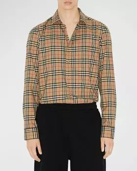 Мужская рубашка из поплина в клетку Simson Burberry, цвет Archive Beige Ip Chk