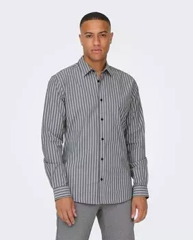 Мужская рубашка из поплина в полоску Only & Sons, темно-синий