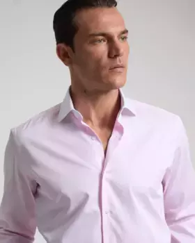 Мужская рубашка из розового поплина классического кроя PuroEgo, розовый