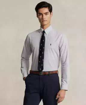 Мужская рубашка из стретч-поплина в клетку, приталенного кроя Polo Ralph Lauren, мультиколор