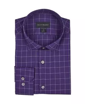 Мужская рубашка из тонкого твила с оконным стеклом Scott Barber, фиолетовый