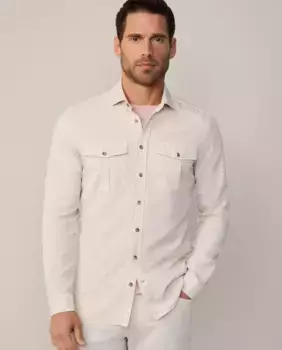 Мужская рубашка из твила, окрашенная в готовом виде Hackett, светло-коричневый