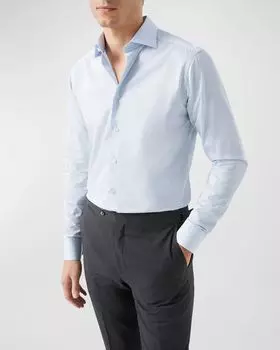 Мужская рубашка из твила современного кроя с приподнятым верхом Eton, цвет Blue