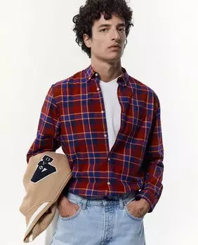 Мужская рубашка из твила в клетку Sfera, красный