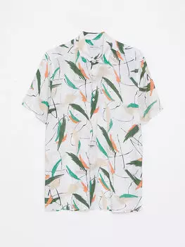 Мужская рубашка из вискозы с коротким рукавом и узором, классический крой LCW Casual