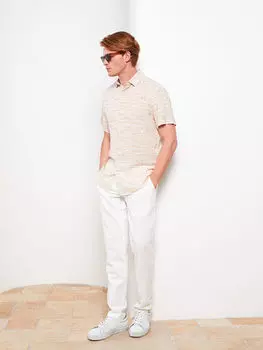 Мужская рубашка из вискозы с коротким рукавом и узором, классический крой LCWAIKIKI Classic