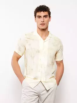 Мужская рубашка из вискозы с коротким рукавом и узором, классический крой LCWAIKIKI Classic