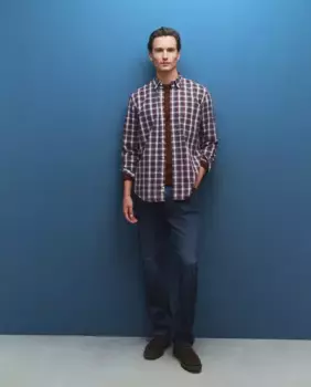 Мужская рубашка из ворсованного поплина Dustin, бордовый