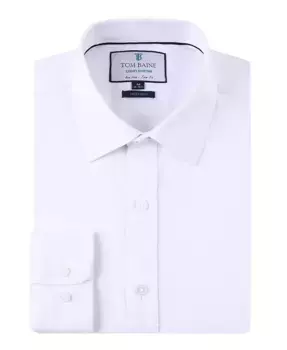 Мужская рубашка из жаккарда, растягивающегося в четыре стороны, однотонная, на пуговицах Tom Baine, белый