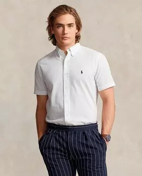 Мужская рубашка из жатого хлопка с короткими рукавами стандартного кроя Polo Ralph Lauren, белый
