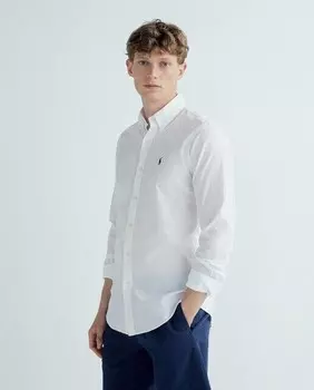 Мужская рубашка из жатого хлопка стандартного кроя Polo Ralph Lauren, белый