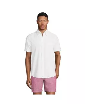 Мужская рубашка из жатого хлопка традиционного кроя с короткими рукавами Lands' End