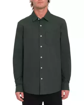 Мужская рубашка классического гладкого кроя зеленого цвета Volcom, темно-зеленый