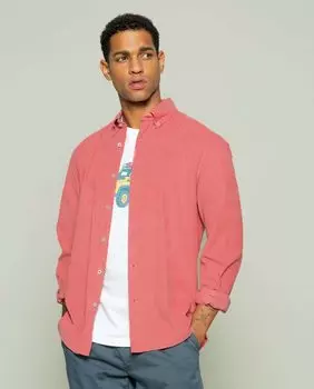 Мужская рубашка классического кроя гладкого кораллово-розового цвета Scotta 1985, коралловый