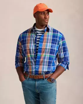 Мужская рубашка классического кроя из хлопка, большие размеры Polo Ralph Lauren, мультиколор