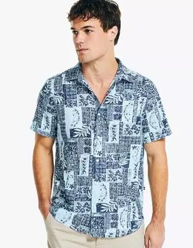 Мужская рубашка классического кроя с фантазийным принтом Nautica, синий