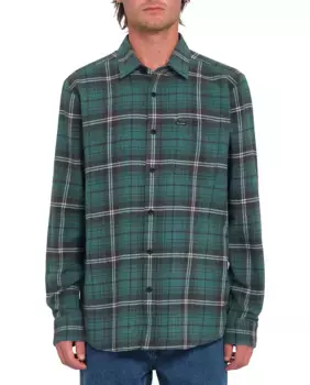 Мужская рубашка классического кроя с клетчатым принтом зеленого цвета Volcom, цвет Verde Agua