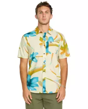 Мужская рубашка классического кроя с коричневым цветочным принтом Volcom, кремовый