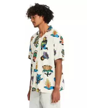 Мужская рубашка классического кроя с коричневым принтом спереди Volcom, кремовый