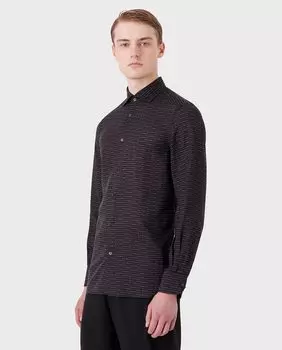 Мужская рубашка классического кроя с логотипом Emporio Armani, черный