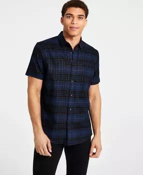 Мужская рубашка классического кроя в металлическую клетку на пуговицах, созданная для macy's INC International Concepts, мульти