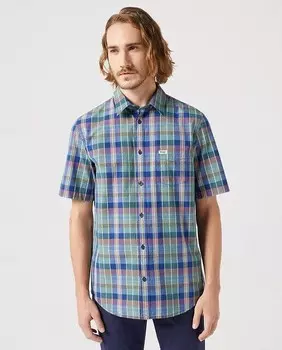 Мужская рубашка классического кроя в синюю клетку Wrangler, синий