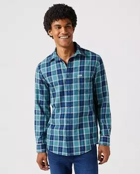 Мужская рубашка классического кроя в синюю клетку Wrangler, синий