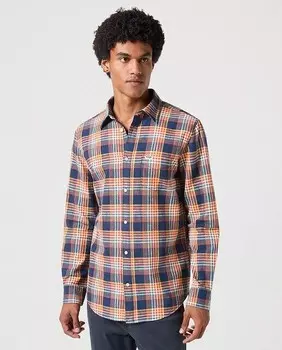 Мужская рубашка классического кроя в синюю клетку Wrangler, синий