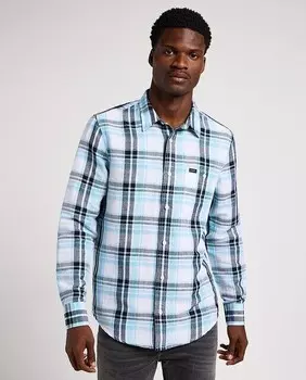 Мужская рубашка классического кроя в синюю клетку Lee, синий