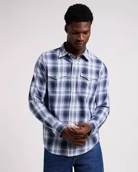 Мужская рубашка классического кроя в синюю клетку Lee, синий