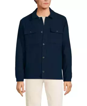 Мужская рубашка-куртка из шерстяной смеси Lands' End, синий