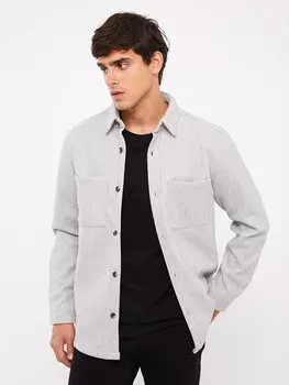 Мужская рубашка лесоруба стандартного кроя с длинным рукавом LCW Casual, серый меланж