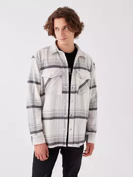 Мужская рубашка лесоруба в клетку с длинным рукавом стандартного кроя LCW Casual, серый плед