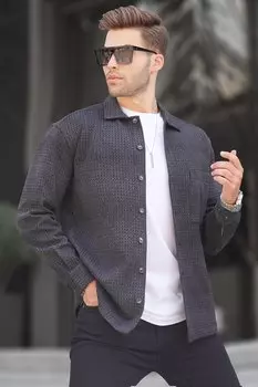 Мужская рубашка Lumberjack с узором антрацит 6711 MADMEXT