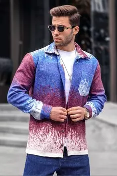 Мужская рубашка Lumberjack синего цвета с градиентом 5579 MADMEXT