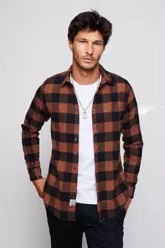 Мужская рубашка Lumberjack Slim Fit узкого кроя в клетку со спортивным воротником TUDORS, смешанный