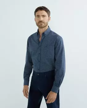 Мужская рубашка м/л. геометрические детали Paul & Shark, темно-синий