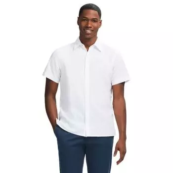 Мужская рубашка мадрас с коротким рукавом и застежкой на пуговицы Izod, белый