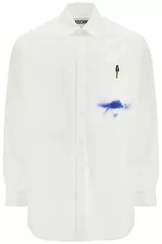 Мужская рубашка Moschino с принтом и карманом на пуговице, белый