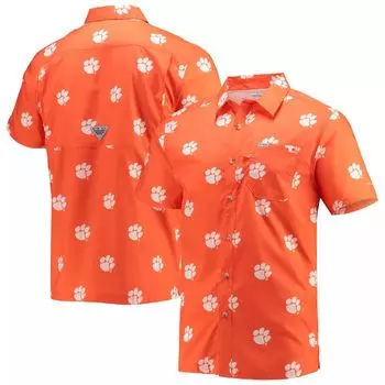 Мужская рубашка на пуговицах Columbia Orange Clemson Tigers Super Slack Tide Omni-Shade