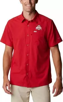 Мужская рубашка на пуговицах Columbia Slack Tide Scarlet Buckeyes штата Огайо