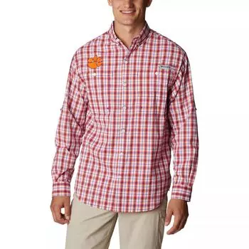 Мужская рубашка на пуговицах с длинным рукавом Columbia Orange Clemson Tigers Super Tamiami Omni-Wick