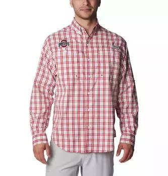 Мужская рубашка на пуговицах с длинными рукавами Columbia Scarlet Ohio State Buckeyes Super Tamiami Omni-Wick
