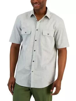 Мужская рубашка на пуговицах с хлопковым воротником Warren Alfani, цвет Military Soil