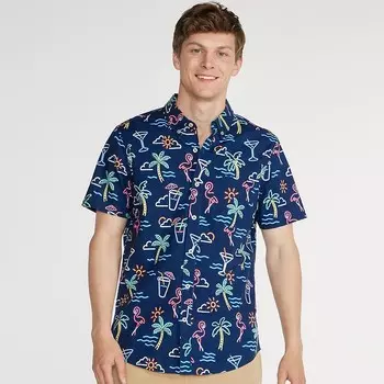 Мужская рубашка на пуговицах с коротким рукавом Chubbies, темно-синий